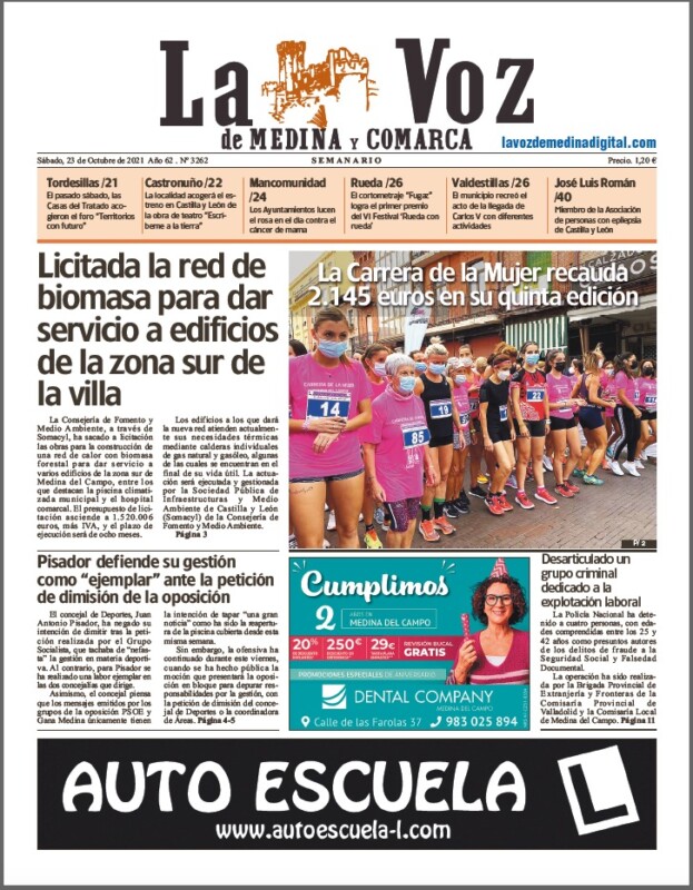 La portada de La Voz de Medina y Comarca (23-10-2021)