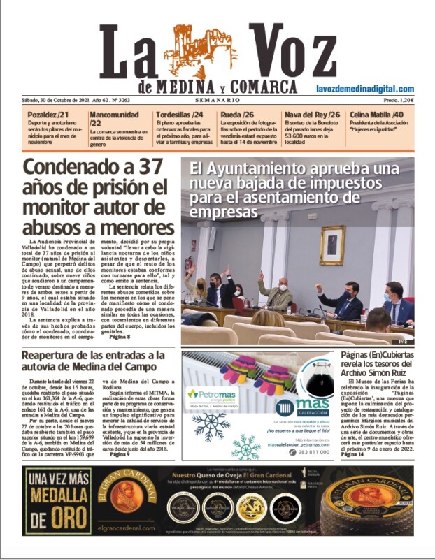 La portada de La Voz de Medina y Comarca (30-10-2021)