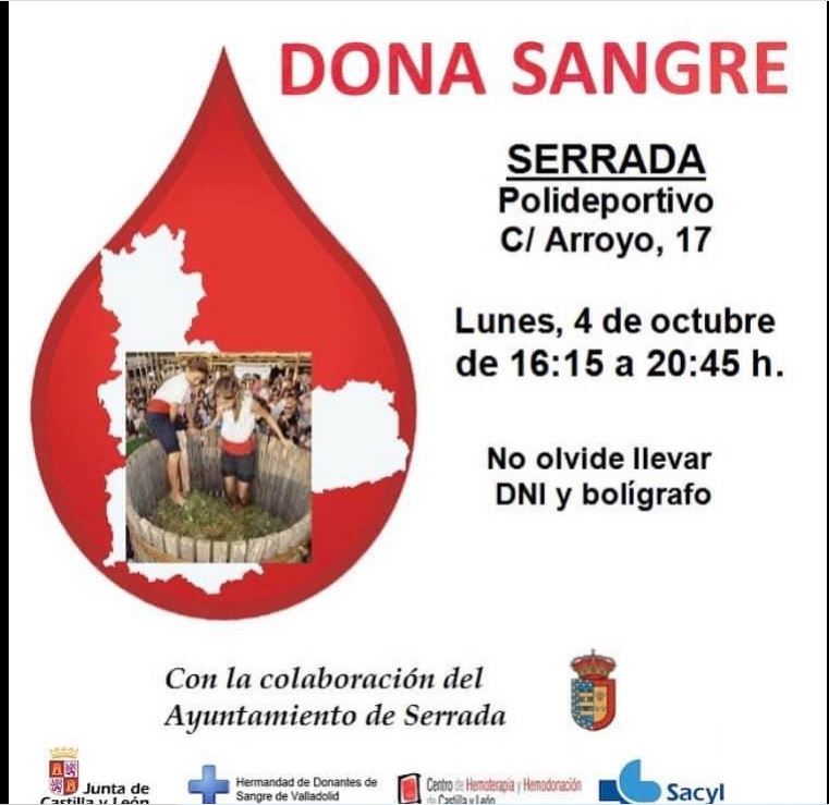 Campaña de donación de sangre esta tarde en Serrada