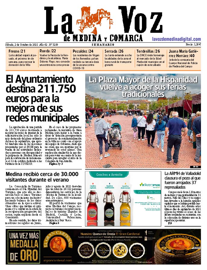 La portada de La Voz de Medina y Comarca (02-10-2021)