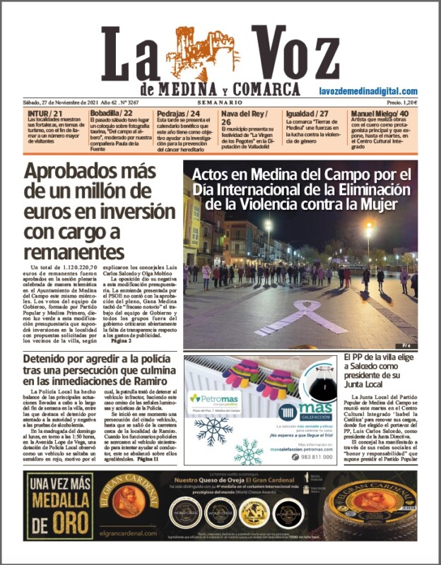La portada de La Voz de Medina y Comarca (27-11-2021)
