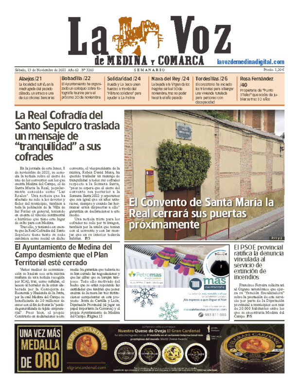 La portada de La Voz de Medina y Comarca (13-11-2021)