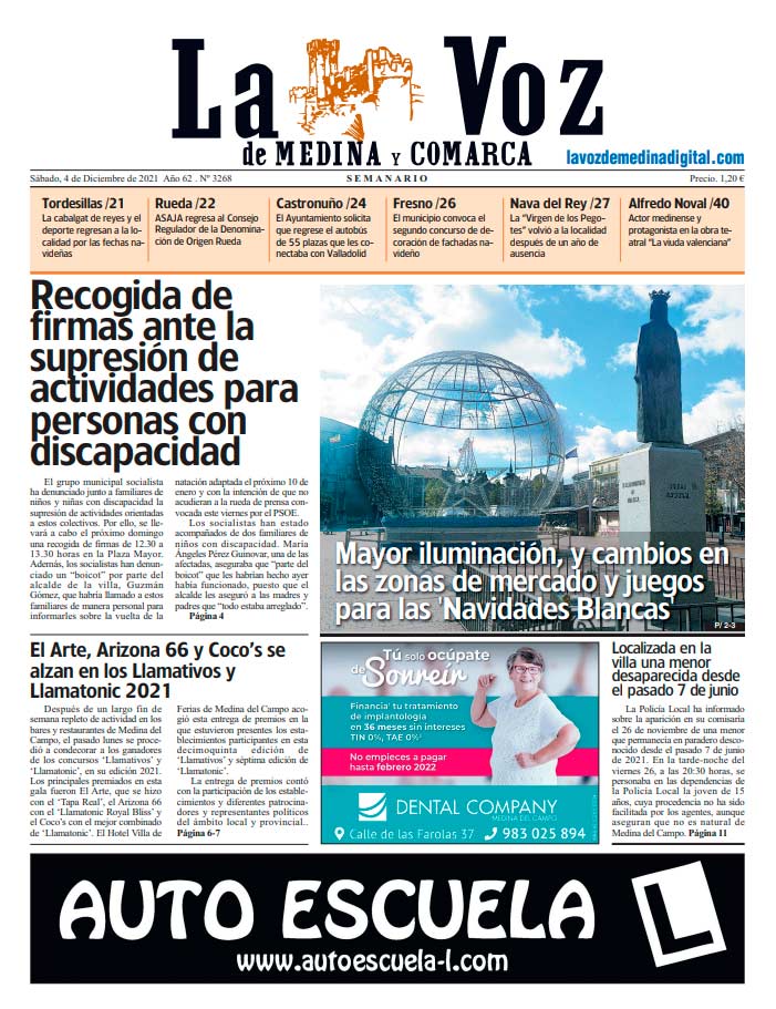 La portada de La Voz de Medina y Comarca (04-12-2021)