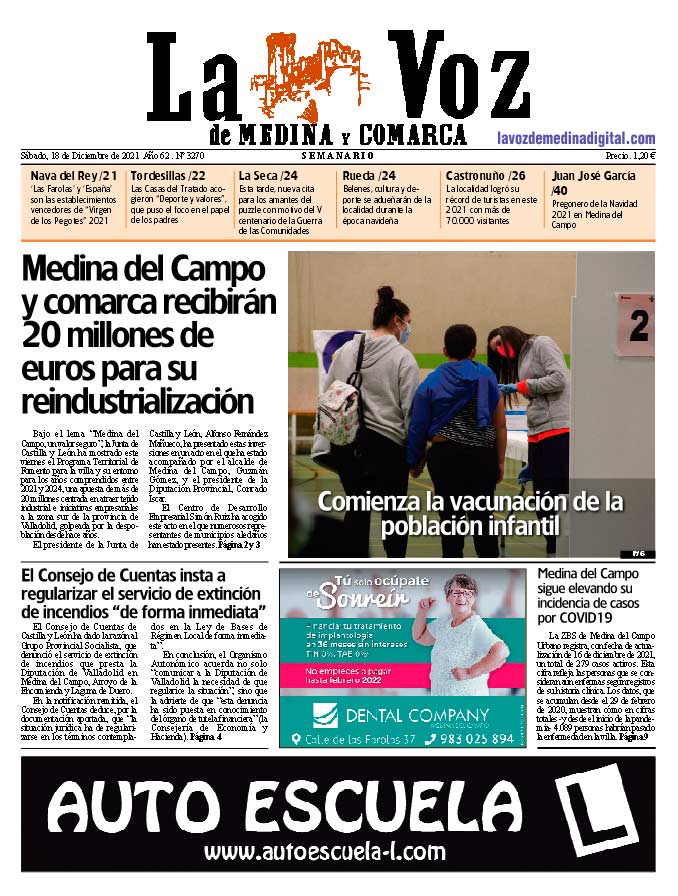 La portada de La Voz de Medina y Comarca (18-12-2021)