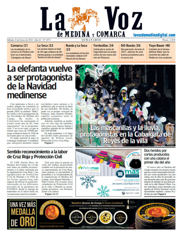 La portada de La Voz de Medina y Comarca (08-01-2022)