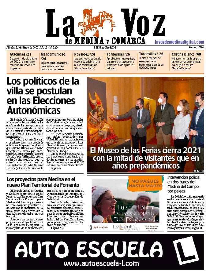 La portada de La Voz de Medina y Comarca (15-01-2022)
