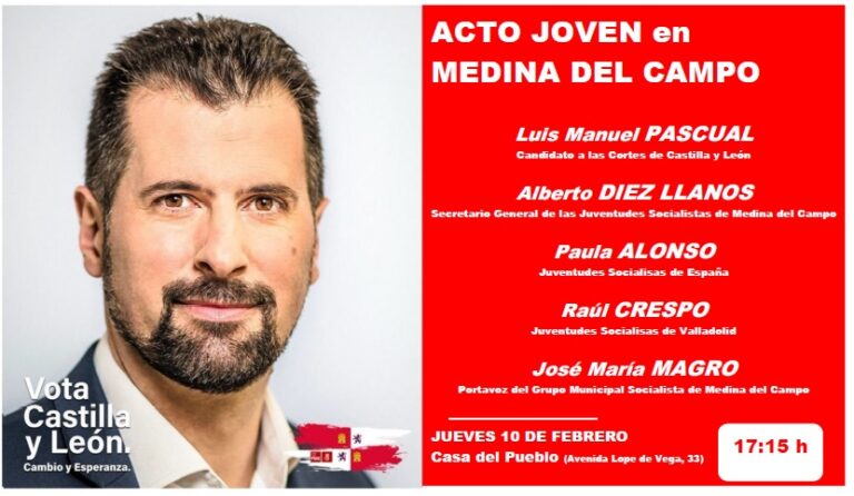 El PSOE de Medina traslada su ‘Acto Joven’ a la tarde del jueves