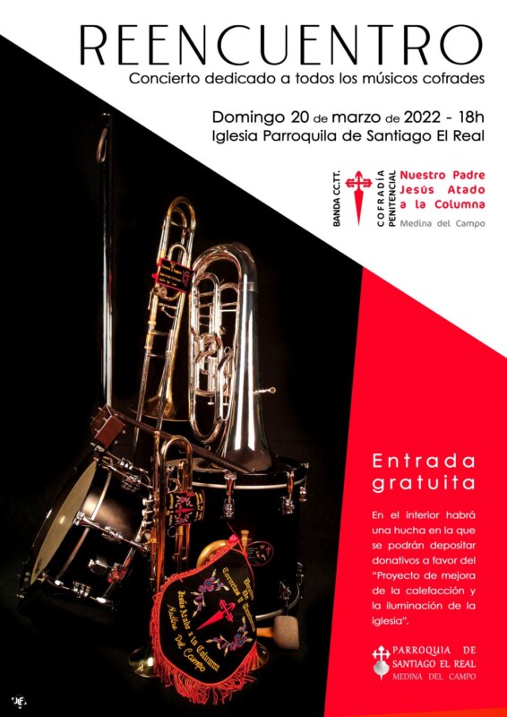La banda de cornetas y tambores de la Cofradía de Jesús Atado presenta su concierto «Reencuentro»