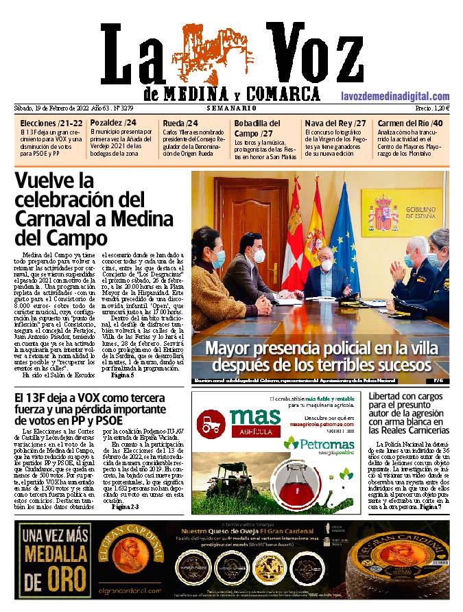 La portada de La Voz de Medina y Comarca (19-02-2022)