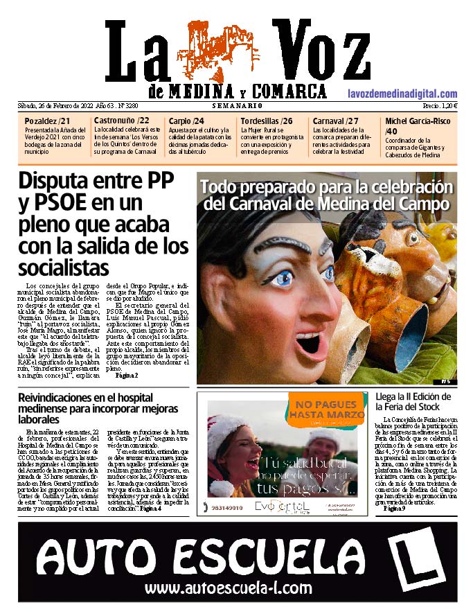 La portada de La Voz de Medina y Comarca (26-02-2022)
