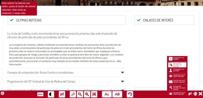 La web del Ayuntamiento de Medina habilita su uso para personas con discapacidad