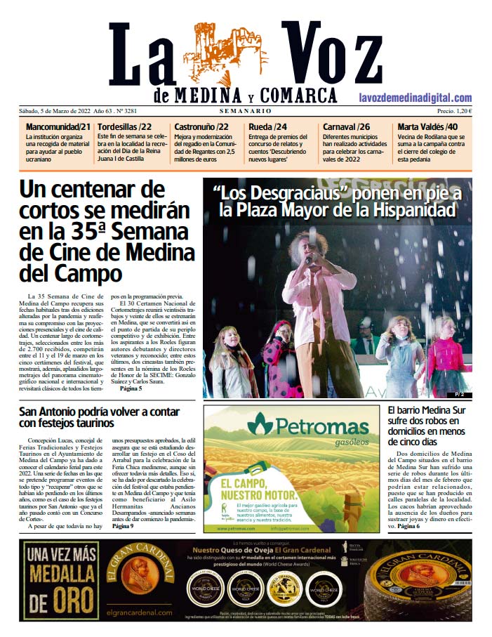 La portada de La Voz de Medina y Comarca (05-03-2022)