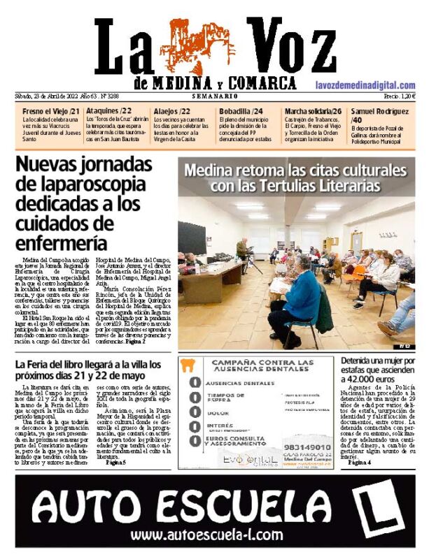 La portada de La Voz de Medina y Comarca (23-04-2022)
