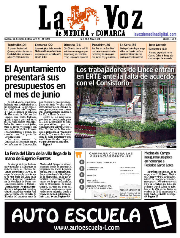 La portada de La Voz de Medina y Comarca (21-05-2022)