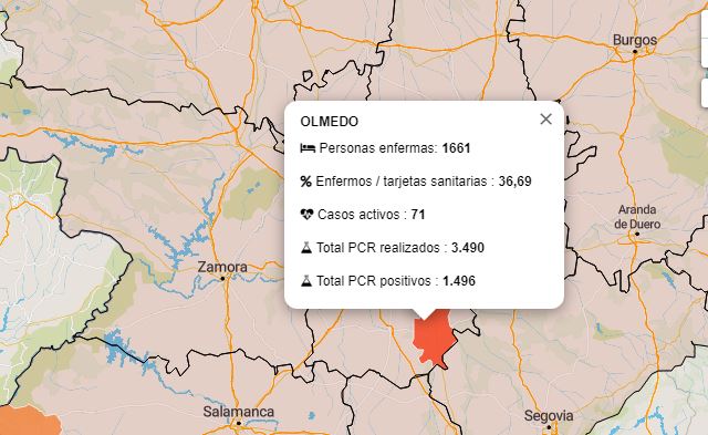 Sube la mortalidad del Covid en las zonas básicas de salud de Olmedo y Serrada