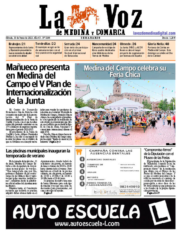 La portada de La Voz de Medina y Comarca (18-06-2022)