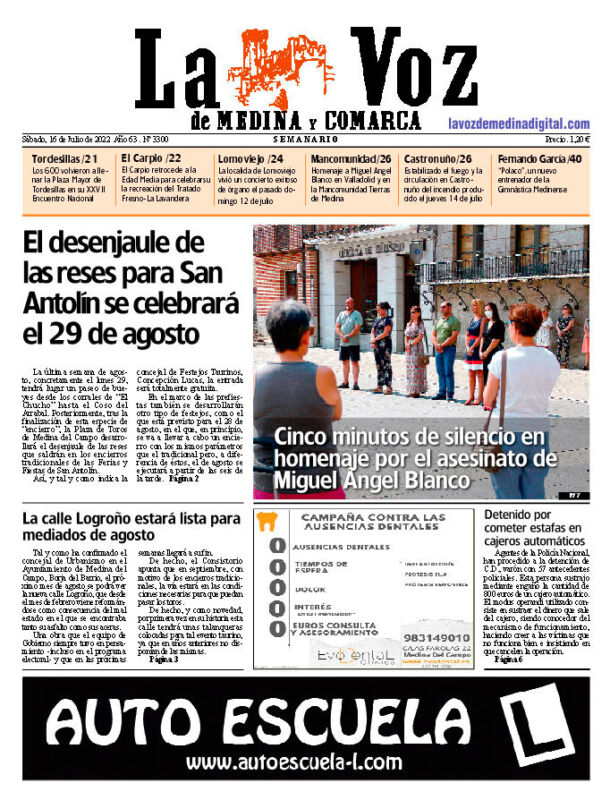 La portada de La Voz de Medina y comarca (16-07-2022)