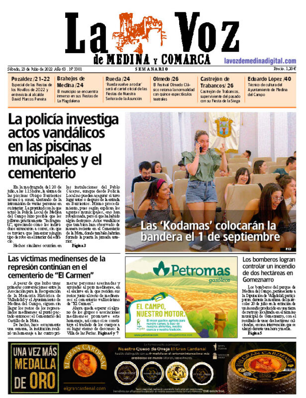 La portada de La Voz de Medina y Comarca (23-07-2022)