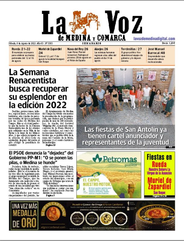 La portada de La Voz de Medina y Comarca (06-08-2022)