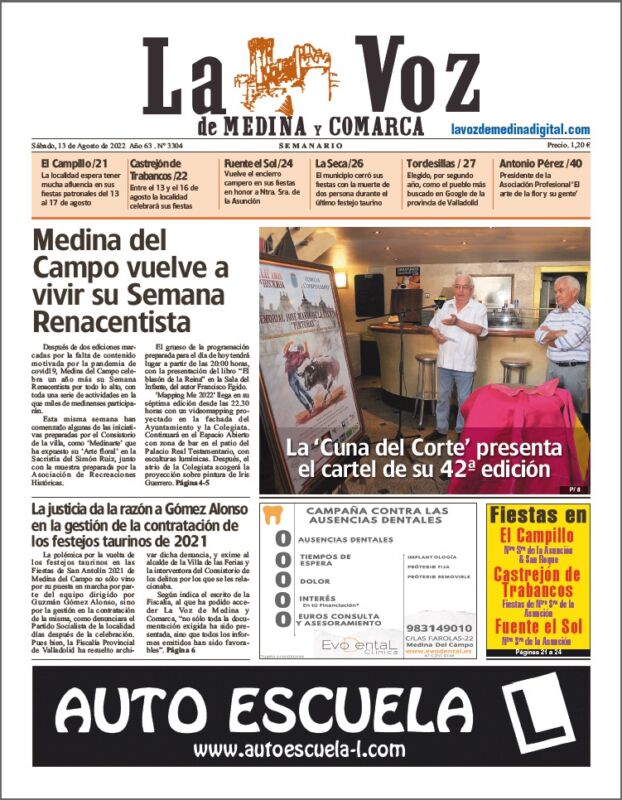 La portada de La Voz de Medina y Comarca (13-08-2022)