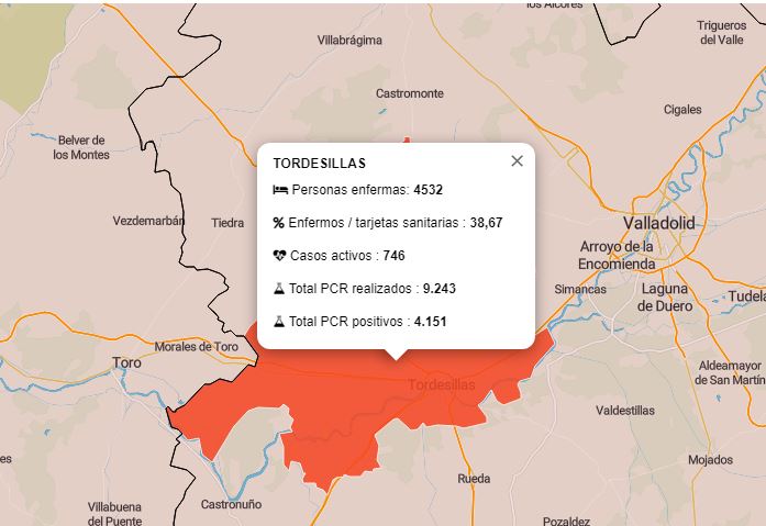 Aumentan las muertes por covid en las áreas sanitarias de Tordesillas y Serrada