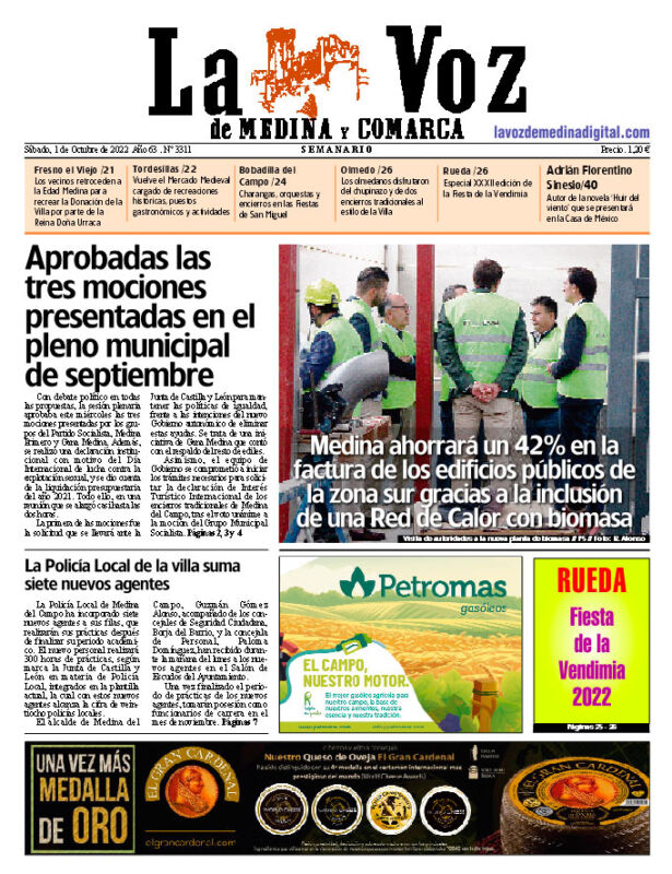 La portada de La Voz de Medina y Comarca (01-10-2022)