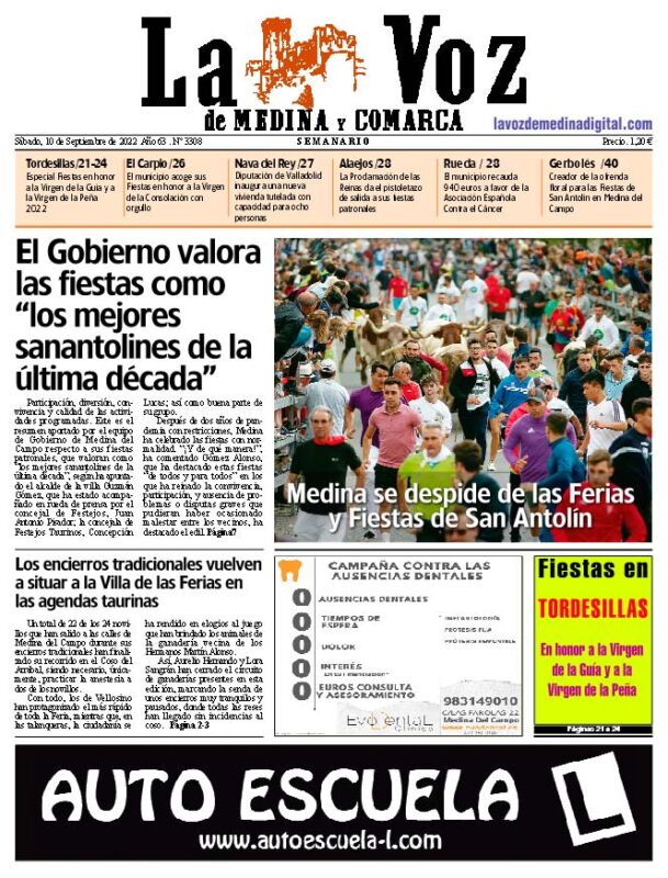 La portada de La Voz de Medina y Comarca (10-09-2022)