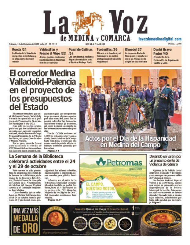 La portada de La Voz de Medina y Comarca (15-10-2022)
