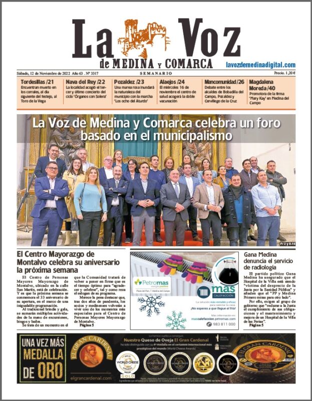 La portada de La Voz de Medina y Comarca (12-11-2022)