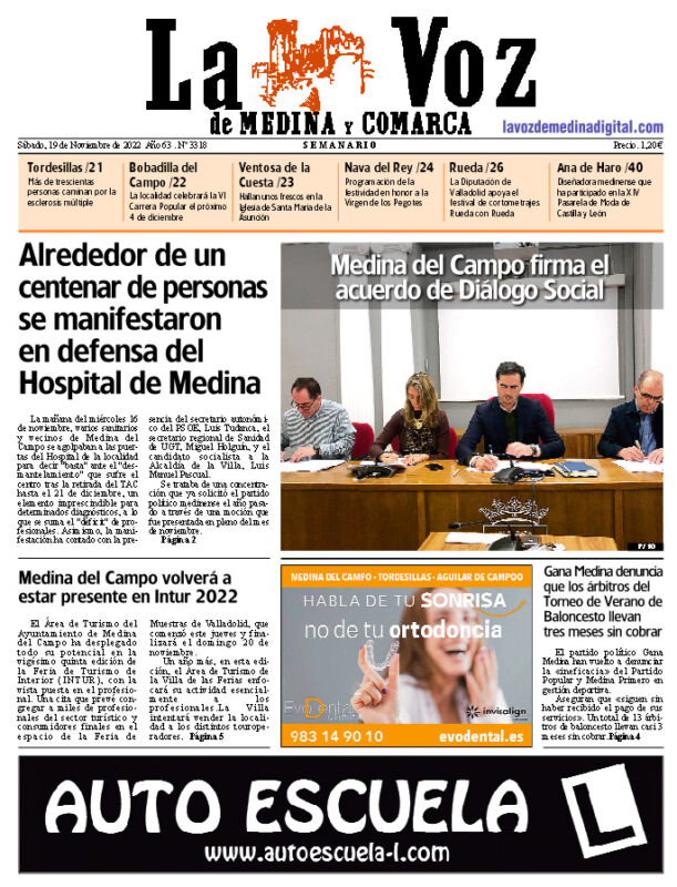 La portada de La Voz de Medina y Comarca (19-11-2022)