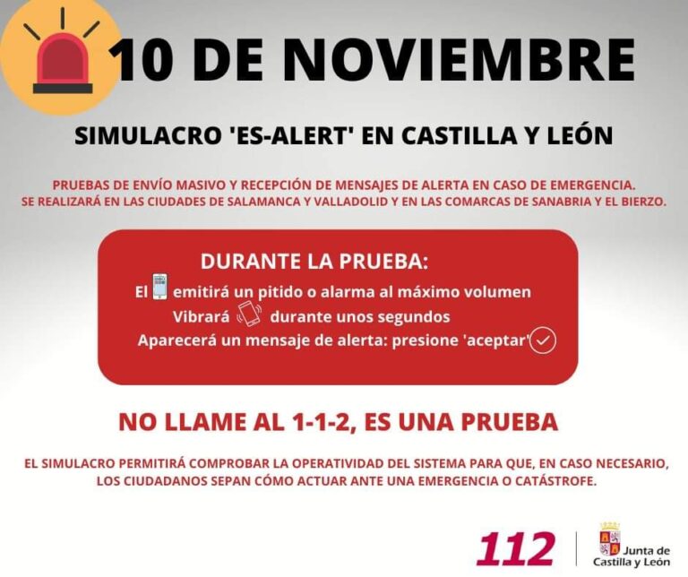 Protección Civil ensaya hoy en zonas rurales y urbanas de Salamanca, Valladolid, León y Zamora el nuevo sistema de alertas a móviles ES-Alert