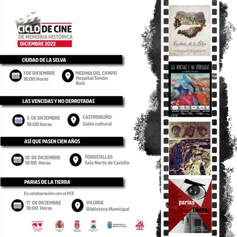 El ciclo de cine sobre Memoria Histórica de IU llega esta semana a Medina, Villanueva y Castronuño
