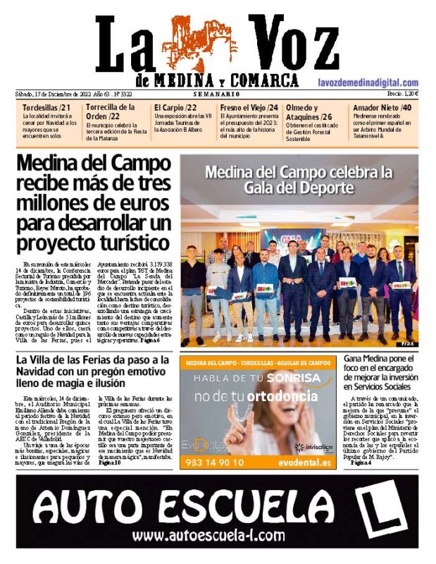 La portada de La Voz de Medina y Comarca (17-12-2022)
