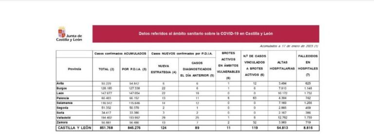 Castilla y León anota 29 fallecimientos Covid en la última semana