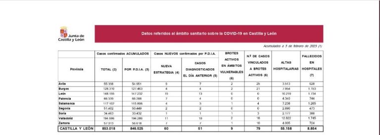 La pandemia de la covid en Castilla y León suma 19 muertes en una semana