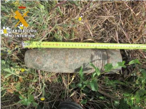 La Guardia Civil destruye un proyectil de artillería en Cabezón de Pisuerga