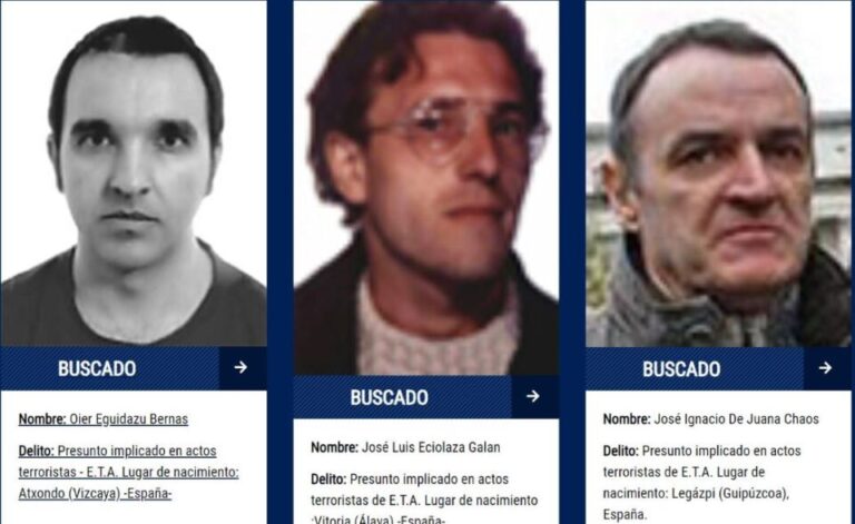 Las tres personas más buscadas por la policía pertenecen a la banda terrorista ETA