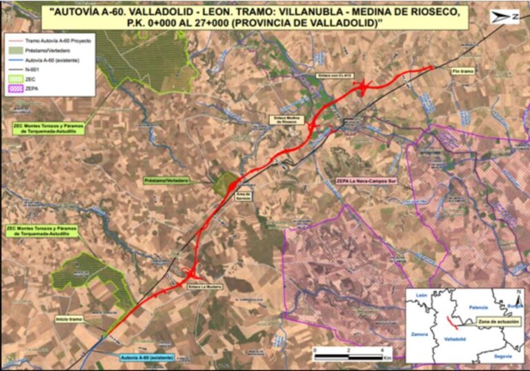 Declaración de impacto ambiental favorable al tramo de la A-60 entre Villanubla y Medina de Rioseco