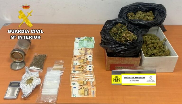 La Guardia Civil aprehende 1.350 gramos de marihuana en un domicilio
