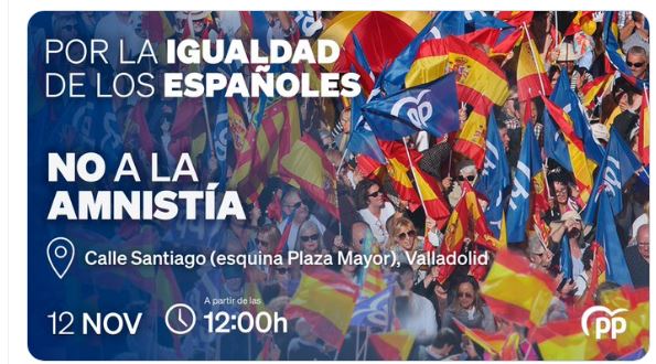El PP se concentrará el domingo en la calle Santiago con Plaza Mayor en contra de la amnistía