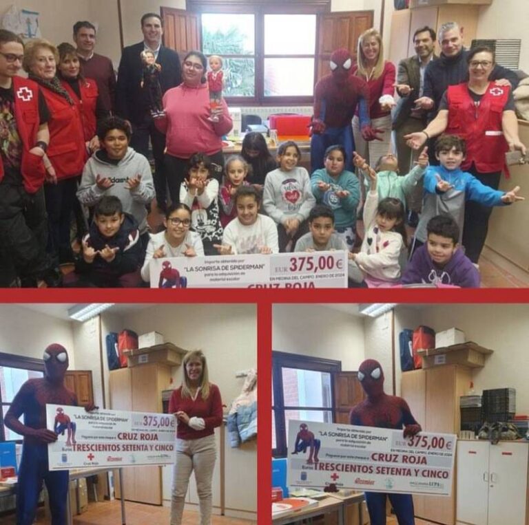 «La sonrisa de Spiderman» hace entrega de un cheque a beneficio de Cruz Roja de Medina del Campo