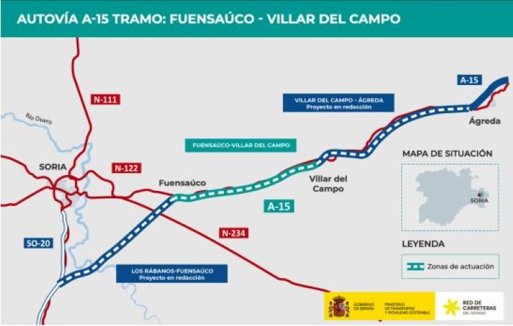 Transportes adjudica por 99,2 millones de euros las obras del tramo Fuensaúco – Villar del Campo de la A-15