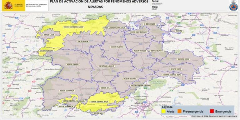 La alerta por nieve en Castilla y León activa el protocolo ante acumulaciones previstas en León, Zamora, Ávila y Salamanca»