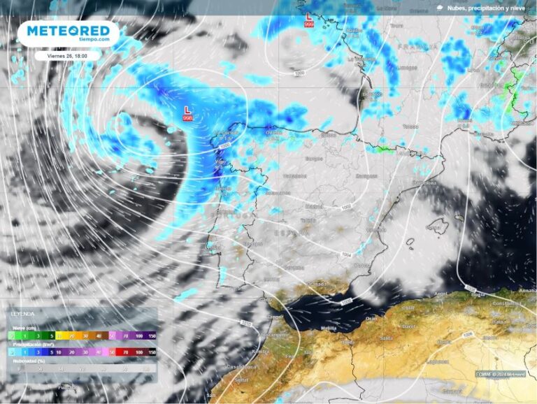 Aviso de Meteored: una borrasca fría vendrá de Groenlandia para dejar lluvia y nieve en España