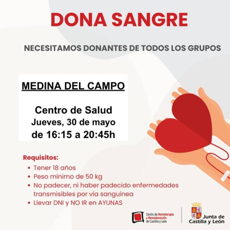 Urgente llamado a donar sangre en Medina del Campo este próximo jueves 30 de mayo