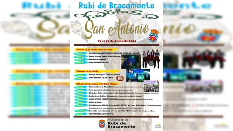 Rubí de Bracamonte se prepara para las Fiestas de San Antonio del 13 al 15 de junio