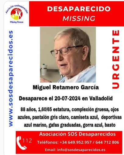 Buscan a un hombre de 88 años desaparecido en Valladolid