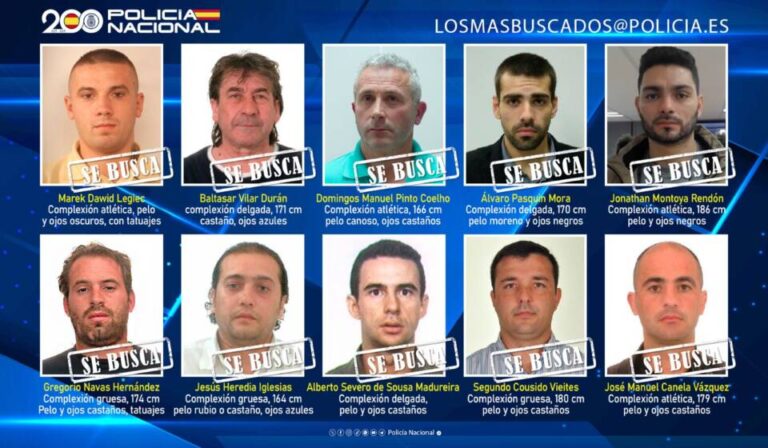 La Policía Nacional busca a diez fugitivos que podrían estar en España