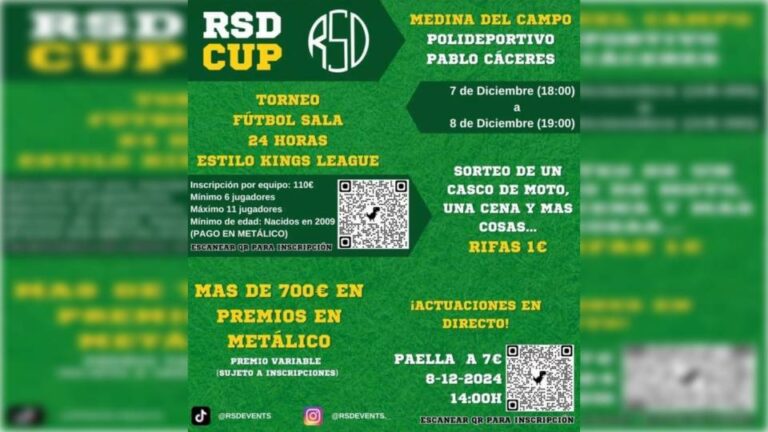 Medina del Campo celebrará el Torneo RSD CUP 24 Horas con más de 700€ en premios
