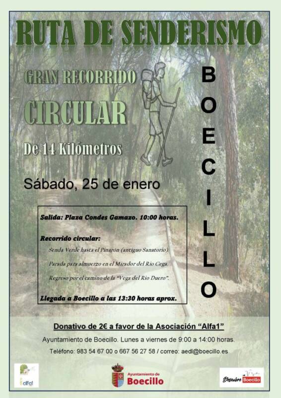 Boecillo organiza una ruta senderista solidaria a favor de Alfa-1 España